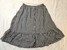Old Navy Gingham A-Line Knee Skirt Button-Front Ruffle Hem Lined Black/White M