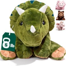 5 lb Weighted Green Dinosaur Stuffed Animal - Large, Cute Plush Toy Dino for ...