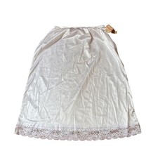 Vintage Half Slip Women White Lace Trim Anti Cling Lingerie SIZE L