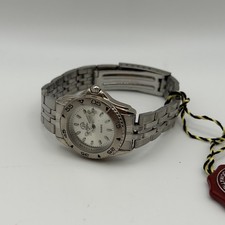 Vintage NOS Hollywood Polo Quartz Watch Silver Tone Sport White Dial