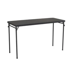 COSCO 20" x 48" Vinyl Top Folding Table, Black x 48", 