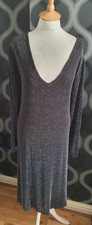 Live Unlimited Black & Silver Glitter Evening Dress Size 28