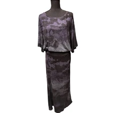 Free People Alyssa Black Wrap Dress Blue Black Size M Tie Dye Stretch Cocktail 