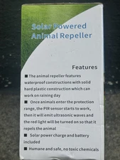 Zovenchi Solar Powered Animal Repeller, NIB