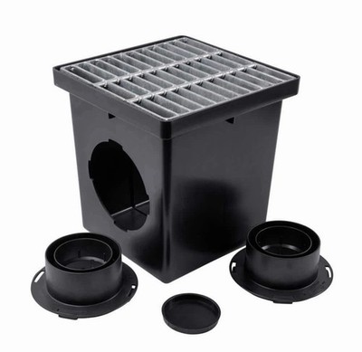 NDS 1200MTLKITRTL 12 in Square Catch Basin Drain Kit Steel Grate Complete