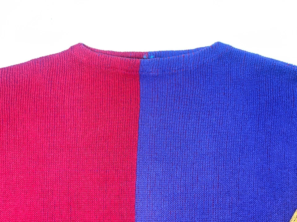 Sunbelt Sweater Womens Size OS Multicolor Colorblock Swirl Cotton Knit VTG 80s - Image 2 of 4