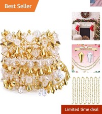 Stunning 160 ft Acrylic Christmas Bead Garland - 4 Rolls of Gold/Clear Elegance