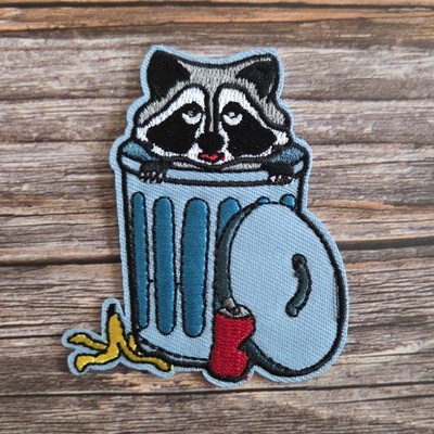 Trash Panda Racoon Loving Garbage Day Funny Y2k Style Iron On Patch