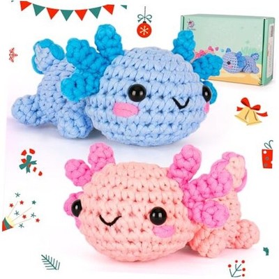 Crochet Kit for Beginner, Crochet Starter Kit w Step-by-Step Happy Axolotls