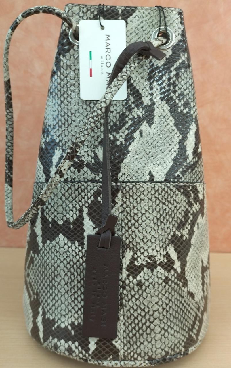 Python Pattern Leather Drawstring Shoulder Bag Ma… - image 6