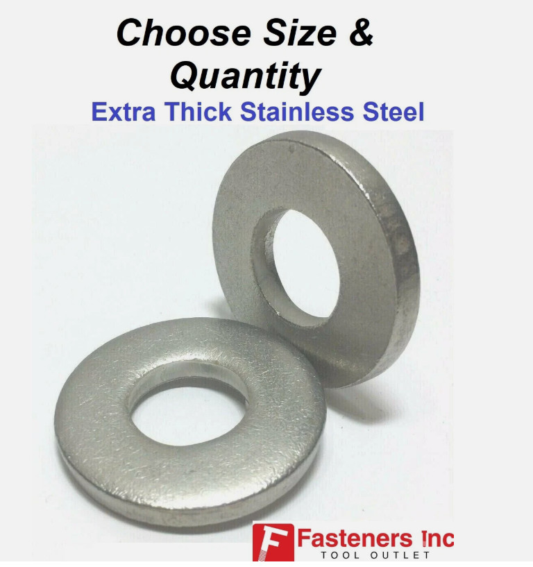 Extra Thick Flat Washers 18-8 Stainless Steel SAE Washer (Choose Size & Qty)