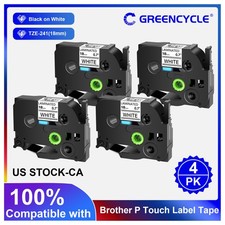 4PK Black/White Label Tape TZ TZe 241 18mm Compatible for Brother PT-D600 E300
