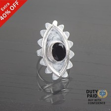 Valentines Sale Oval Black Onyx Gemstone Band Ring Jewelry 925 Sterling Silver