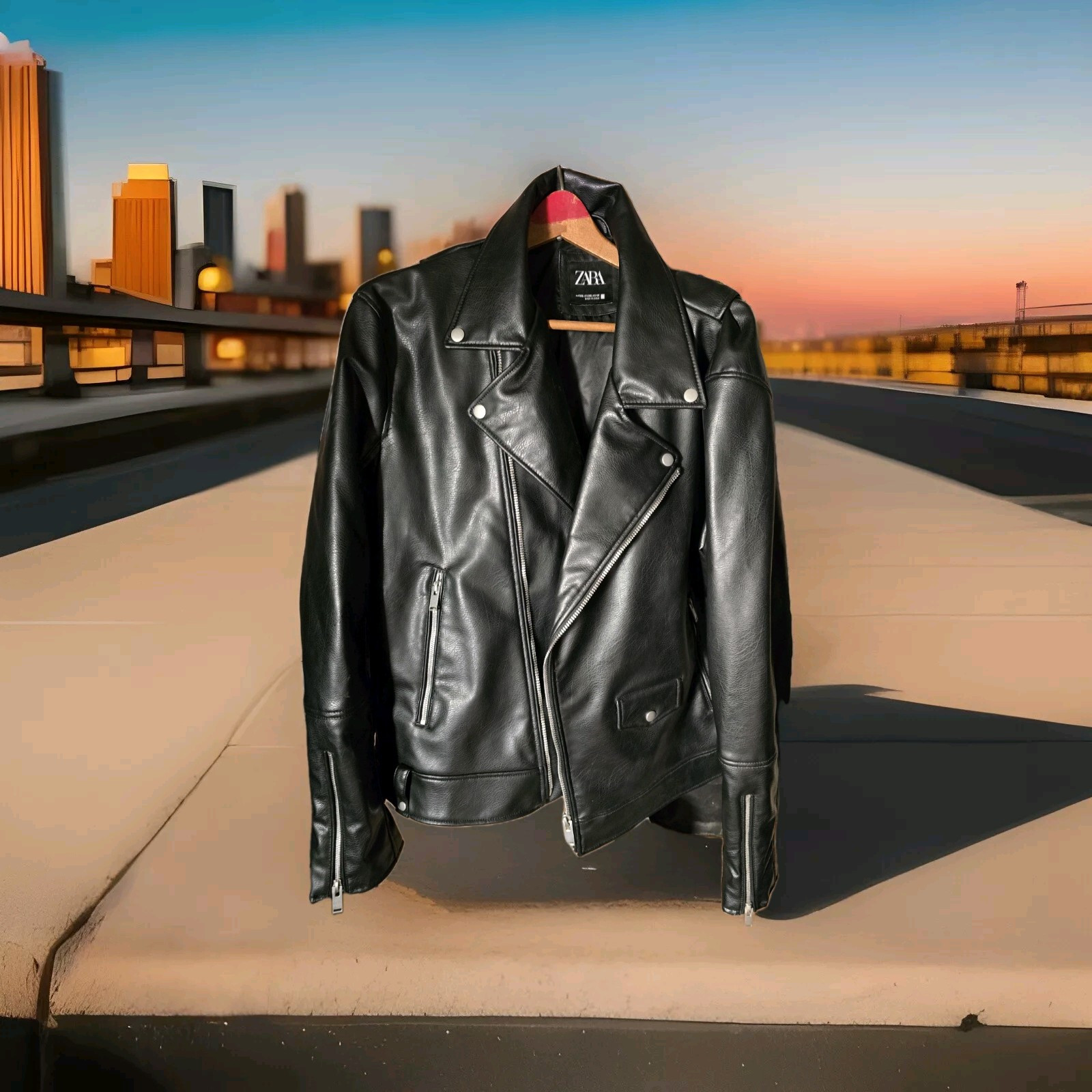 zara womens faux leather biker jacket xxl