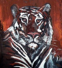 Newlyn Artist Richard Tindale died 2025 Signed Oil Painting Bengal Tiger Framed