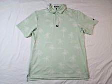 Bad Birdie Polo Shirt Mens M Green Golf Palm Tree Floral Tropical Cruise AOP