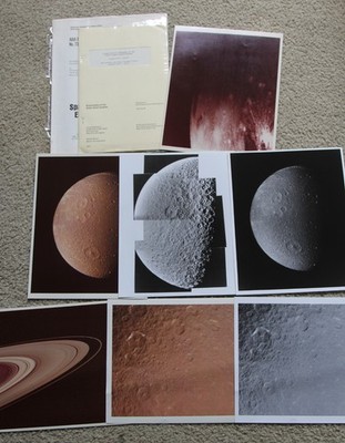 NASA Photo Dion Moon, Rhea and Saturn from Voyager  1  - JPL Kodak Paper Lot 3