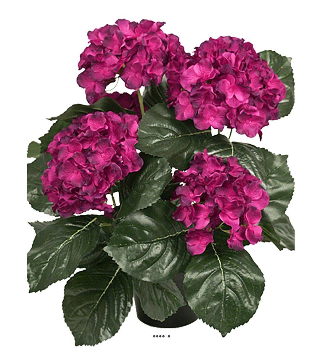 Hortensia artificiel Bourgogne H 40 cm en pot lesté pour décoration intérieure