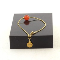 Armband Stahl Golden Edelstahl 1 Perle Karneol Aus Uruguay QualitäT Made