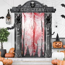 4Pcs Halloween Cemetery Archway Hanging Banner Colorful