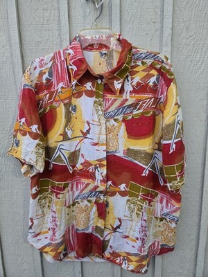 Vintage 80s/90s Made in West Germany Abstract Art Print Resort Shirt - Size L/XL