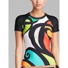 Trina Turk Pop Wave Rash Guard Multi Color Swim Top Size XS