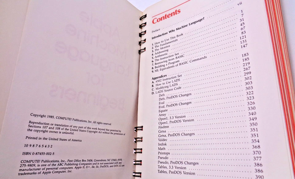 APPLE II -- APPLE MACHINE LANGUAGE FOR BEGINNERS (COMPUTE! BOOKS - BUCH) #2EN - Bild 3 von 4