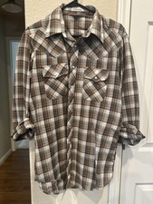 Vintage Brown Plaid Long Sleeve Pearl Snap Large Sundance Brand