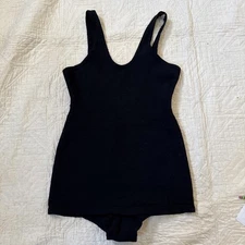 Vintage 1930s NRA Label Black Wool Bathing Suit Montgomery Wards