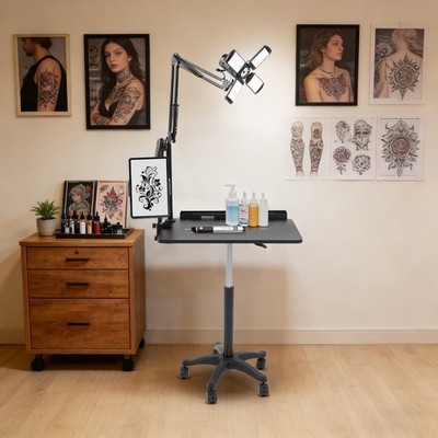 Workstation Salon Rolling Workstation w/LED Light Adjustable Height Workstation