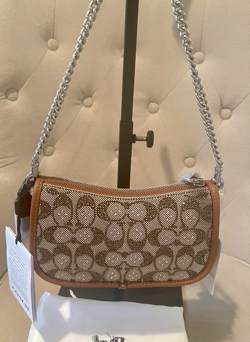 Coach Swinger 20 Crystal Bag Burnished Amber Signature Jacquard