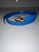 RARE Vintage PLAYBOY Bunny Logo Blue Belt  Gold Tone Buckle Size 34-36 HTF EUC