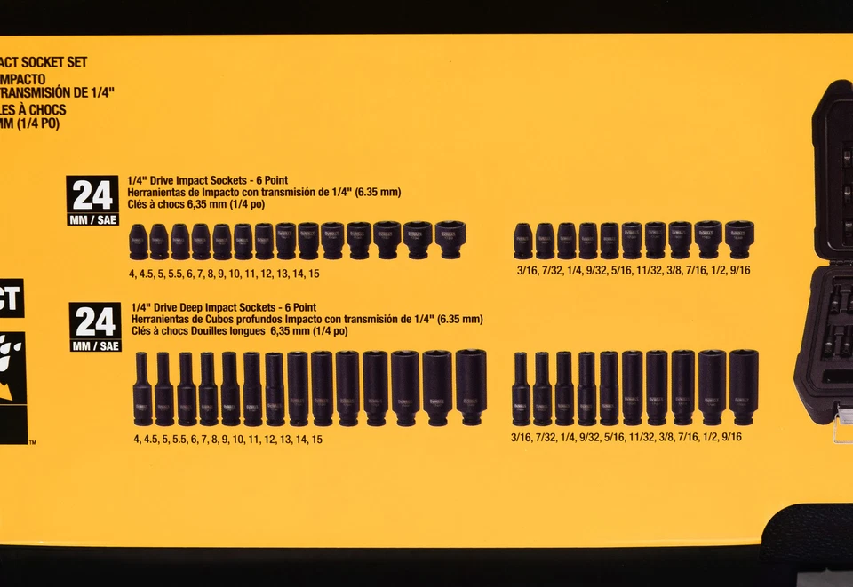 DeWalt DWMT19251 1/4" Drive Metric and SAE Impact Socket Set (48 Piece) - Image 2 of 4