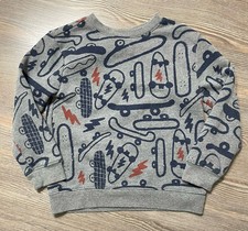 Cat  Jack Boys Grey Skateboard All Over Print Sweatshirt Size XS 4/5 