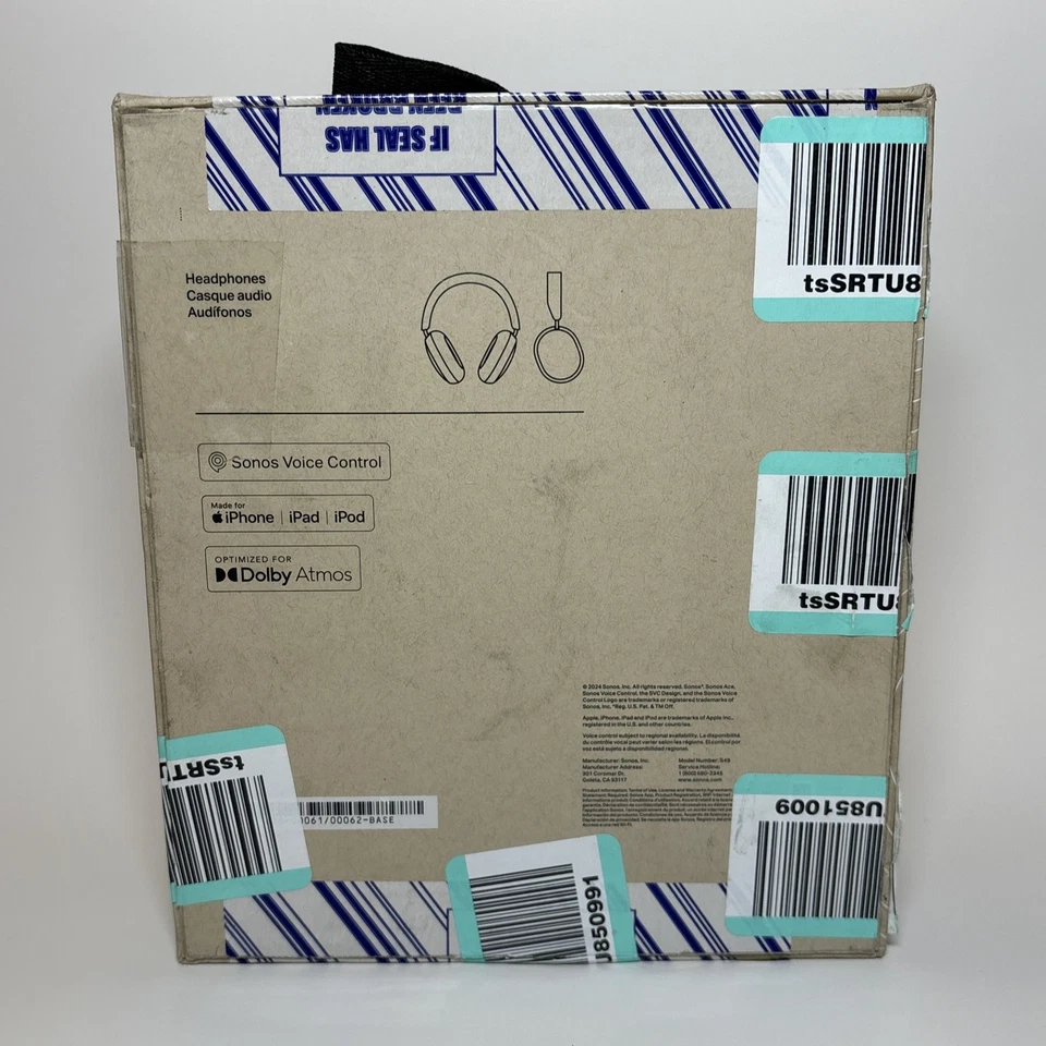 Sonos Ace Auriculares Inalámbricos con Cancelación de Ruido Sobre la Oreja - Negros (Nuevos, Caja Abierta) Foto 2 de 4