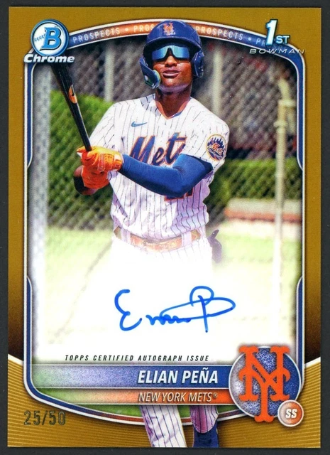 2025 Bowman Chrome Gold Refractor Elian Pena RC Rookie ON CARD AUTO 25/50