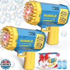 Dolanus Bubble Gun 2 Pack with 2 Bottles Bubble Solution, 40-Hole