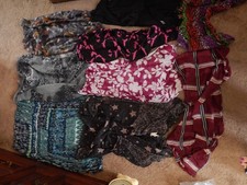 Beautiful Lot of 9 Scarves Multi Colors Sizes Patterns Polyester Cotton ESTATE