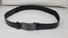 Guthrie Clan Crest Black Leather Scottish Highland Kilt Belt Sz XL USA KILTS