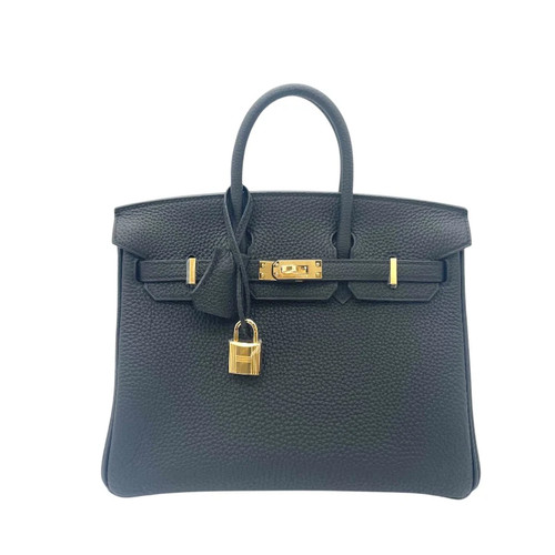 HERMES Birkin 25 Black Handbag K Stamp #OKB6502