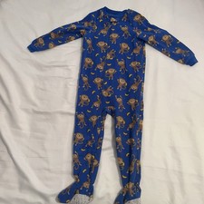 Child of Mine by Carter's 4T Fleece Footed Pajamas Monkey Print Blue Zip