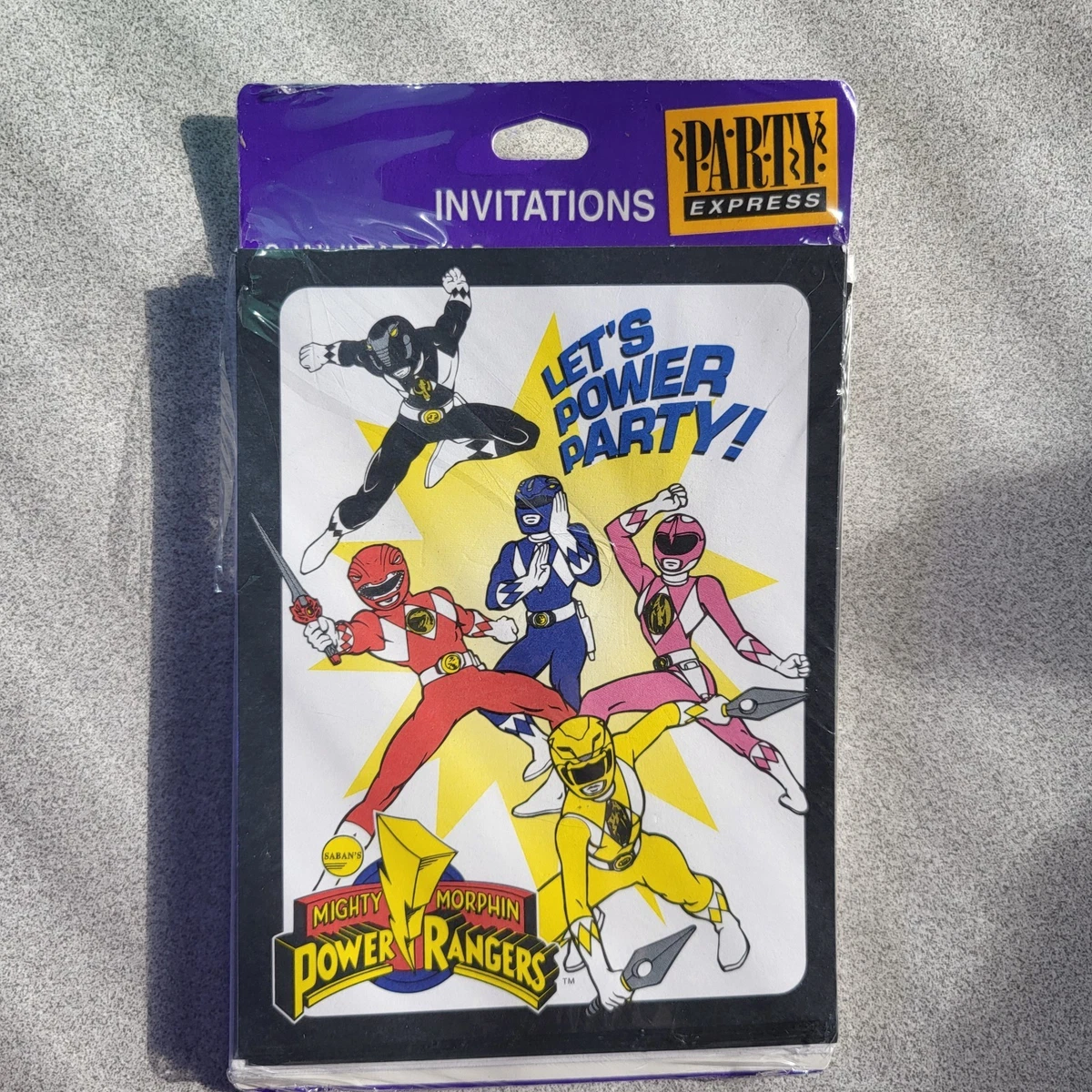 NEW VTG 1996 Power Rangers Birthday set, Invitations Blowouts bags