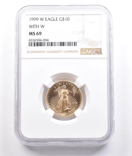 1999 W $10 American Gold Eagle With W 1/4 Oz 0.25 Oz Gold MS69 NGC *6919
