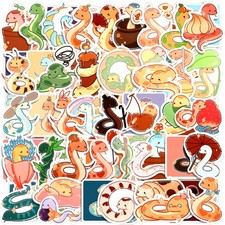 Geyee 100 Pcs Snake Stickers Bulk Snake Party Favors Waterproof Vinyl Cute Se...