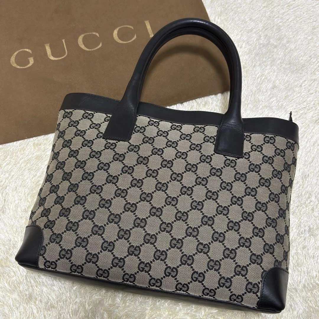 Sac fourre tout Gucci 148 Gg toile cuir noir m2_0410