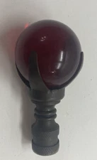 Vintage Ruby Red Glass Ball Lamp Finial Antique