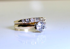 Gorgeous Ladies 14K Gold 1.44 Ctw Diamond Wedding/Engagement Ring Set, Size 5.75