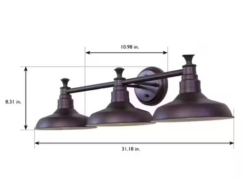 Kimball 3-Light Textured Coffee Bronze Indoor Vanity Light by Design House - Picture 8 of 9
