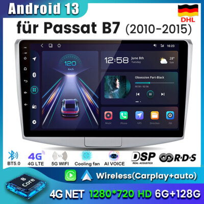 6+128GB Android 13 Autoradio 8-Core Carplay WiFi GPS Navi für VW Passat B6 B7 CC