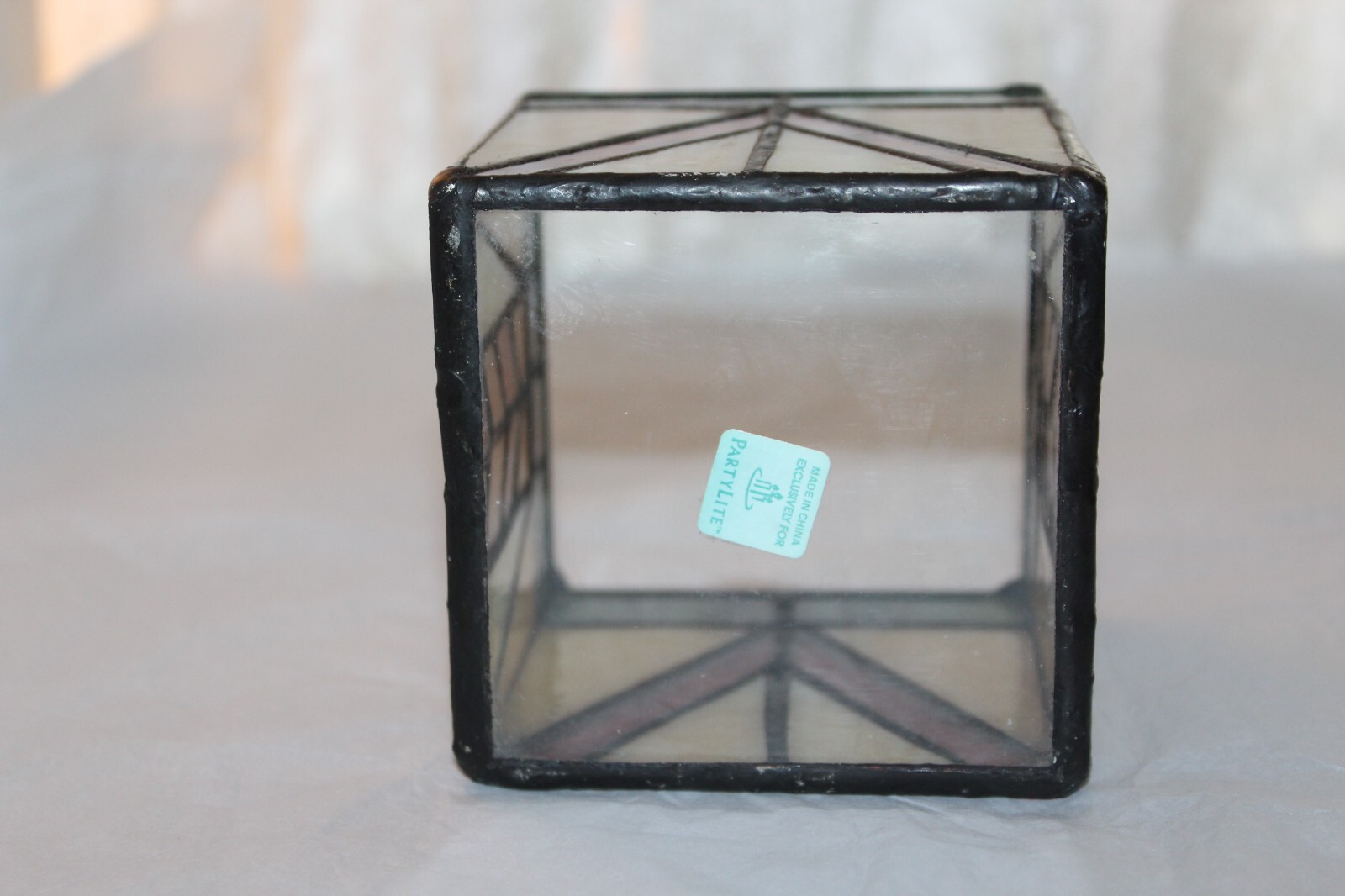 Partylite Arts & Crafts Stained Glass Candle Holder Frank Loyd Wright Style